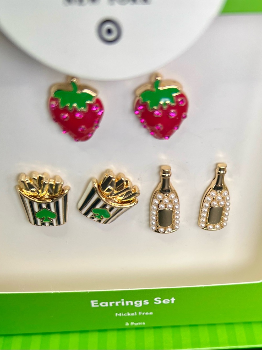NWT Kate Spade x Target Mixed Novelty Stud Earrings Set - 3 Pairs Gold-tone